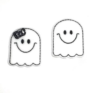 Ghost Feltie, Halloween Feltie, Holiday Feltie, Ghost Felties, Halloween Feltie Embellishment, Embroidered Felt, Felt Applique, Badge Feltie