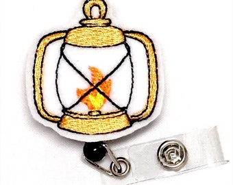 Lantern Badge Reel, Badge Topper, Nurse Badge Reel, Camping Badge Reel, RN Badge Holder, Nurse Gift, Teacher Badge Reel, Retractable Badge