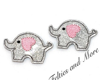 Elephant Feltie, Elephant Patch, Zoo Feltie, Badge Reel Feltie, Embroidered Felt, Animal Felties, Hair Bow Center, Feltie Embellishment