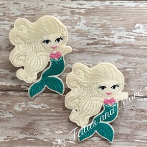 Mermaid Feltie, Mermaid Felties, Feltie, Embroidery Felties, Felt Applique, Cut Felties, Mermaid Patch, Embellishment, Set of 2 image 4