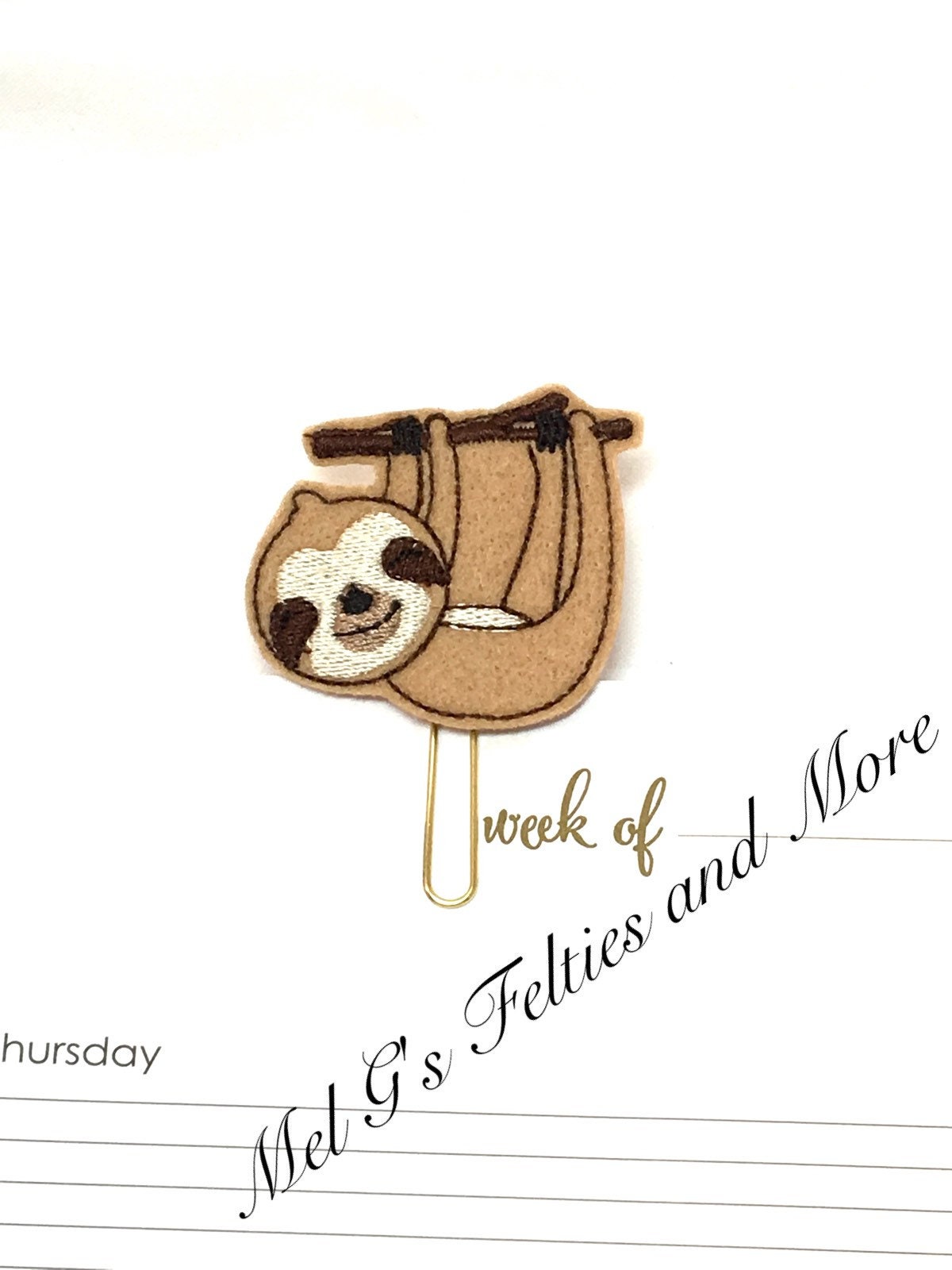 Sloth Planner Clip, Sloth Paper Clip, Hanging Sloth Paper Clip, Hanging ...