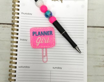 Spinacz do papieru Planner Girl, Spinacz do papieru Planner, Różowy brokatowy spinacz do papieru Planner, Spinacz do papieru Nauczyciel, Spinacz do papieru Pielęgniarka, Różowa zakładka, Spinacz do dziennika