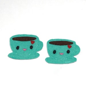 Feltrino per tazze da caffè, Feltrino per caffè, Feltrini per caffè, Feltrino ricamato, Centro fiocco per capelli, Feltrino per tazze da caffè, Feltrino per tazze da tè, Feltrino per badge