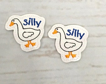 Goose Feltie, Silly Goose Feltie,  Funny Goose Feltie, Animal Felties, Nurse Feltie, Felt Applique, Glitter Feltie Embellishment, Zoo Feltie