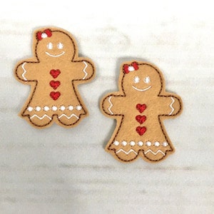 Gingerbread Girl Feltie, Christmas Feltie, Winter Felties, Feltie Embellishment, Cute Gingerbread Felties, Embroidered Felt, Cookie Feltie