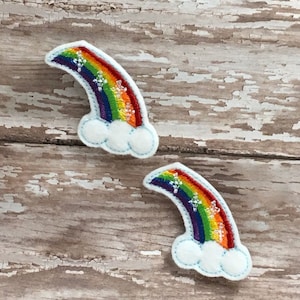 Rainbow Feltie, Cloud Feltie, Set of 2 Cut Felties, Rainbow Felties, Rainbow Hair Center, Rainbow Hair Accessory, Felt Applique