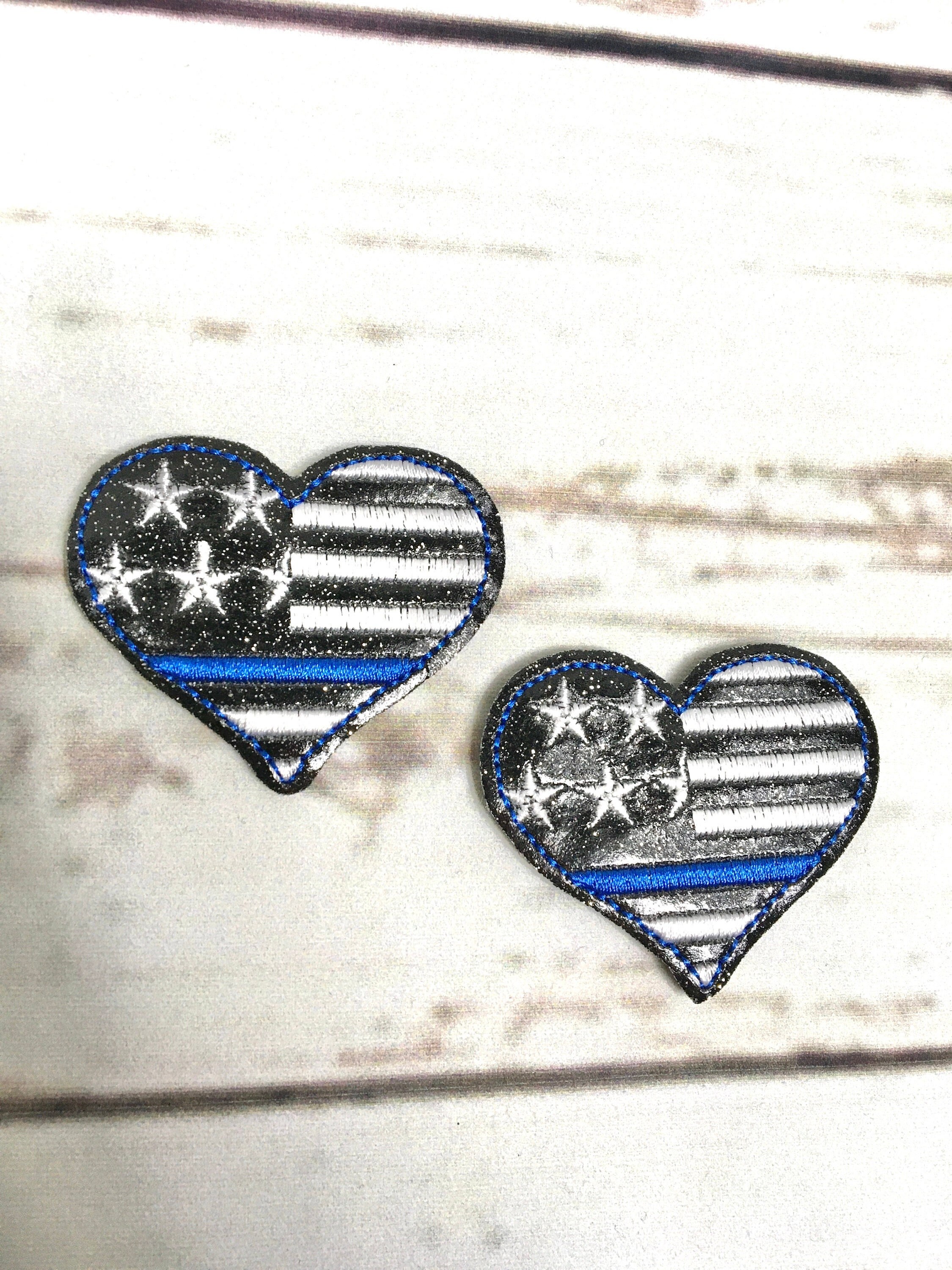 Thin Blue Line Heart Feltie, Police Feltie, Police Support Feltie, Police Man Felties, Law Enforcement Felite, Bow Center, Badge Reel Feltie