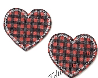 Heart Feltie, Love Felties, Buffalo Plaid Feltie, Valentine's Day Feltie, Hair Bow Center, Holiday Feltie Embellishment, Badge Reel Feltie