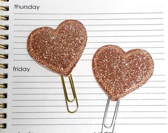 Heart Planner Clip, Heart Paper Clip, Valentine's Day Planner Clip, Book Mark, Rose Gold Planner Clip, Journal Clip, Planner Accessory
