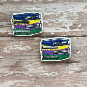 Feltrini a forma di libro, pila di libri Feltrini, pile di libri Feltrini, feltro ricamato, centro fiocco per capelli a forma di libro, abbellimento Feltrini, porta badge Feltrini