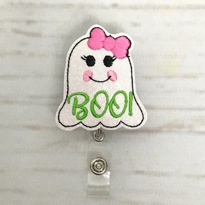 Ghost Badge Reel, Halloween Badge Reel, Nurse Badge Reel, Boo Badge Holder, Nurse Gift, Teacher Badge Reel, Interchangeable Badge Holder