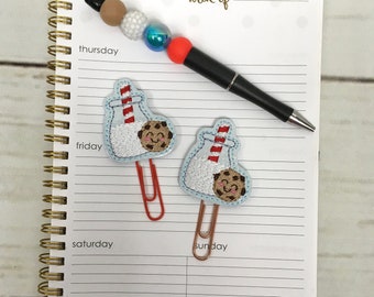 Cookies and Milk Paper Clip, Food Paper Clip, Glitter Planner Clip, Teacher Paper Clip, Nurse Planner Clip, Fun Bookmarks, Cute Journal Clip