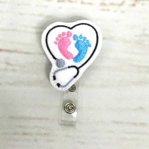Stethoscope Badge Reel, Baby Badge Reel, Nurse Badge Reel, Labor and Delivery Badge Reel, Retractable Reel, NICU Badge Reel, Badge Topper