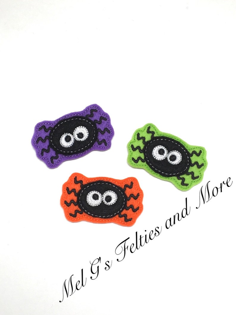 Spider Feltie, Halloween Feltie, Insect Felties, Halloween Felie Embellishment, Embroidered Felt, Trick or Treat Feltie, Creepy Feltie image 1