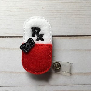 Pill Badge Reel, Badge Reel, Nurse Badge Reel, Pharmacy Tech, Pharmacist, RX Badge Reel, ID Badge, Retractable Badge Reel, Badge Holder