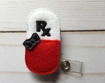Pill Badge Reel, Badge Reel, Nurse Badge Reel, Pharmacy Tech, Pharmacist, RX Badge Reel, ID Badge, Retractable Badge Reel, Badge Holder