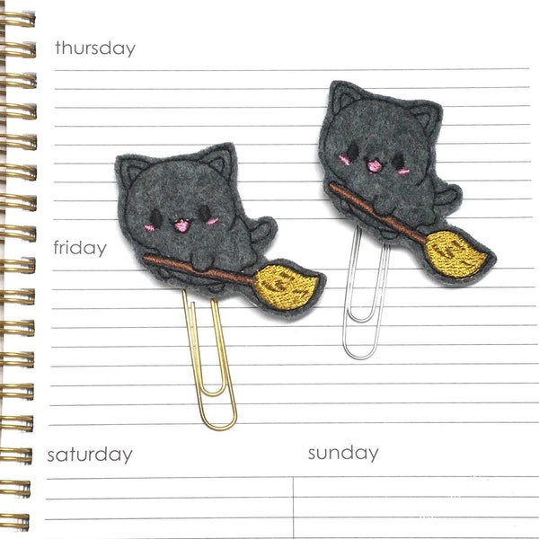 Cat Planner Clip, Witch Planner Clip, Halloween Planner Clip, Kitty Planner Clip, Halloween Book Mark, Journal Clip, Planner Accessory