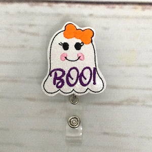 Ghost Badge Reel, Halloween Badge Reel, Nurse Badge Reel, Boo Badge Holder, Nurse Gift, Teacher Badge Reel, Interchangeable Badge Holder