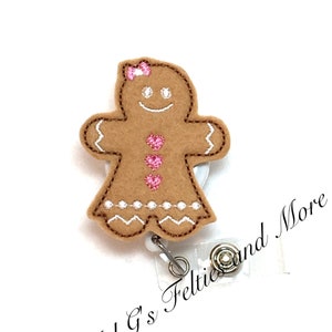 Christmas Badge Reel, Badge Reel Topper, Nurse Badge Reel, Gingerbread Badge Reel, Nurse Gift, Teacher Badge Reel, Retractable Badge Holder