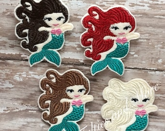 Mermaid Feltie, Mermaid Felties, Feltie, Embroidery Felties, Felt Applique, Cut Felties, Mermaid Patch, Embellishment, Set of 2