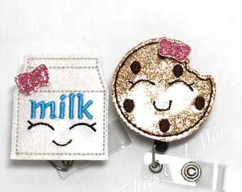 Milk and Cookies Badge Reel, Nurse Badge Reel, Badge Holder, RN Badge Reel, Nurse Gift, Teacher Badge Reel, Interchangeable Badge Holder