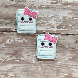 Notebook Paper Feltie, Notebook Feltie, Paper Feltie, School Feltie, Embroidered Felt, Badge Reel Feltie, Hair Bow Center, Felt Applique