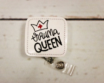 Trauma Badge Reel, Trauma Queen Badge Reel, Nurse Badge Reel, Nurse Badge Holder, Badge Pull, Glitter Badge Reel, Retractable Badge Reel