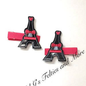 Paris Hair Clip, Paris Hair Bow, Embroidered Hair Bow, Glitter Hair Bow, French Hair Clip, French Hair Bow