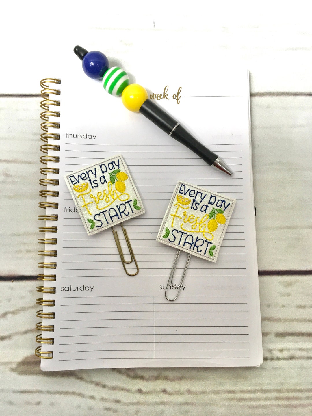 Every Day is A Fresh Start Planner Clip, Lemon Planner Clip, Lemon