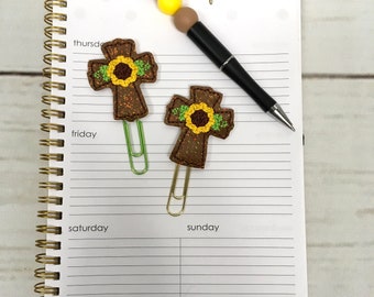 Cross Paper Clip, Inspiration Paper Clip, Christian Paper Clip, Teacher Paper Clip, Faith Planner Clip, Sunflower Bookmark, Journal Clip