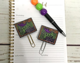 Halloween Planner Clip, Spooky Vibes Planner Clip, Bat Paper Clip, Witch Glitter Paper Clip, Bat Planner Paper Clip, Halloween Bookmark