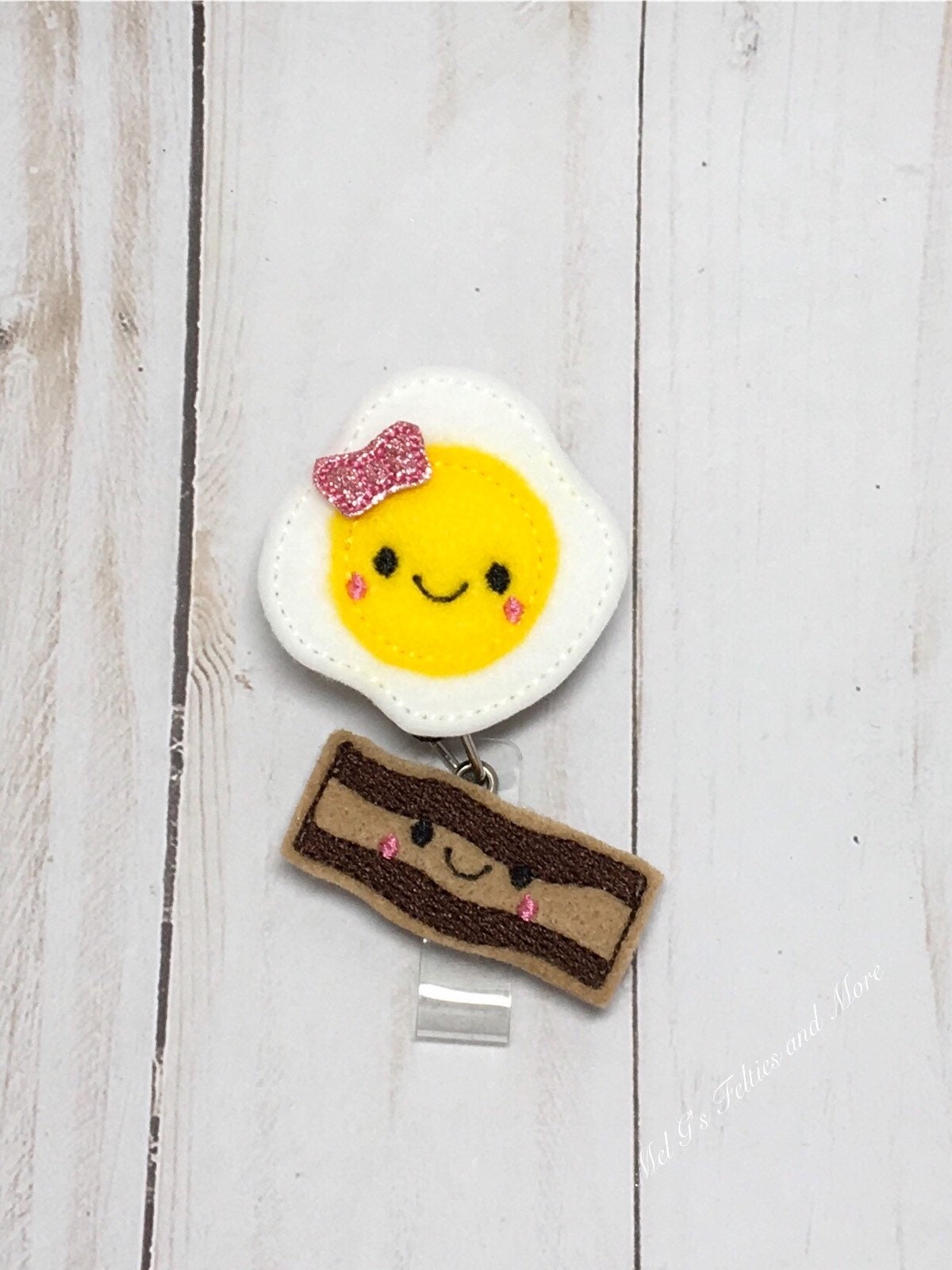 kawaii badge nurse badge reel badge reel charms glitter badge reel medical badge holder teacher badge reel Bacon and eggs badge reel