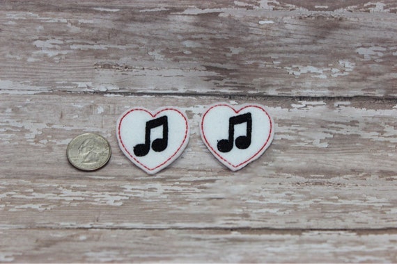 Music Feltie Music Note Feltie Music Heart Feltie Set Of 2 Etsy