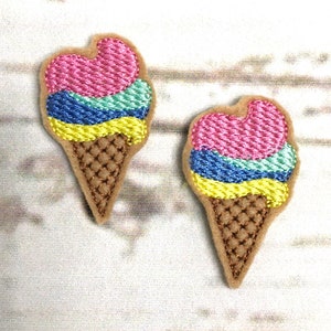 Ruban pour crème glacée, ruban estival, ruban alimentaire, ruban pour cornets de crème glacée, appliqué en feutre, noeud au centre, ruban pour bobine de badge, embellissement pour ruban