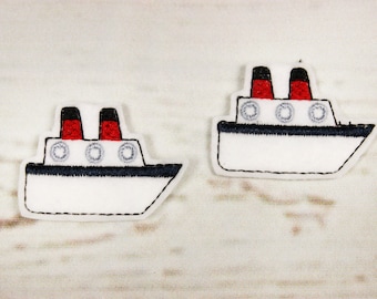 Boat Feltie, Ship Felties, Cruise Ship Feltie, Summer Fun Feltie, Beach Feltie, Vacation Feltie, Embroidered Felt, Feltie Embellishment