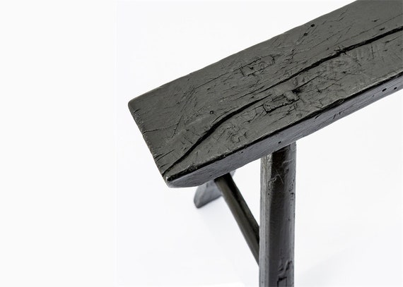 Black Wooden Bench Old Wooden Benches Vintage Weathered Etsy