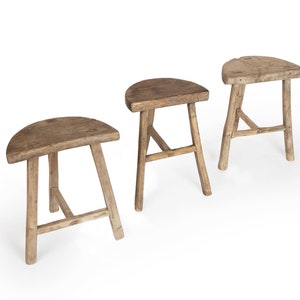 Chinese old &#39;&#39;half moon&#39;&#39; wooden Stool - unique pieces, imported from China