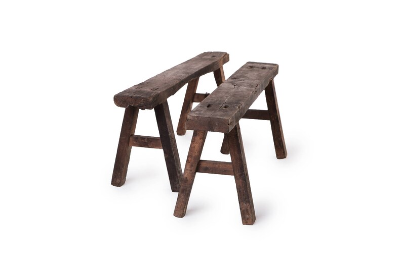 Antique Chinese Small Black Wooden Bench Old Small Unique Etsy