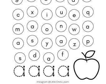 Lowercase Alphabet & Number Search and Find Dot Marker Printable - abc Activity - Number Activity - Worksheet