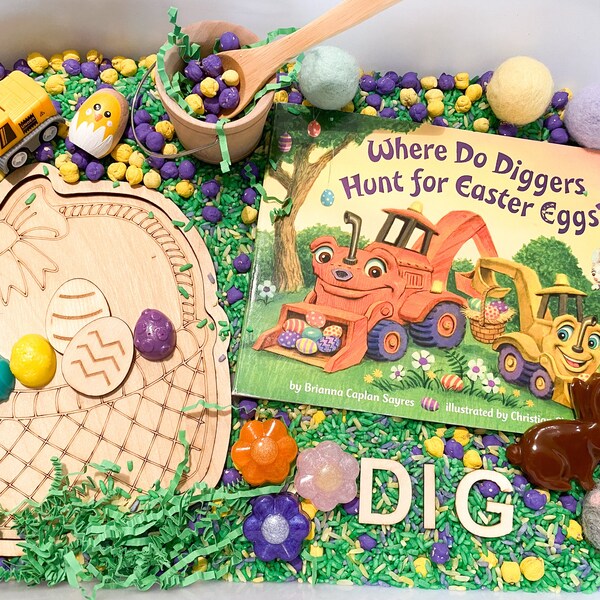 Easter Sensory Kit - Where Do Diggers Hunt for Easter Eggs - Spring & Easter Sensory Bin