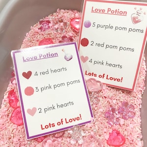 Tarjetas con recetas de pociones de amor y para escribir en la habitación para el día de San Valentín