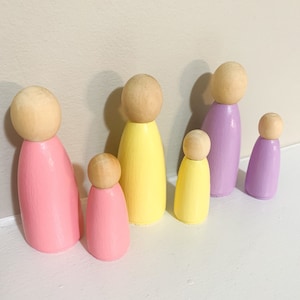 Pastel Painted Wooden Peg Dolls