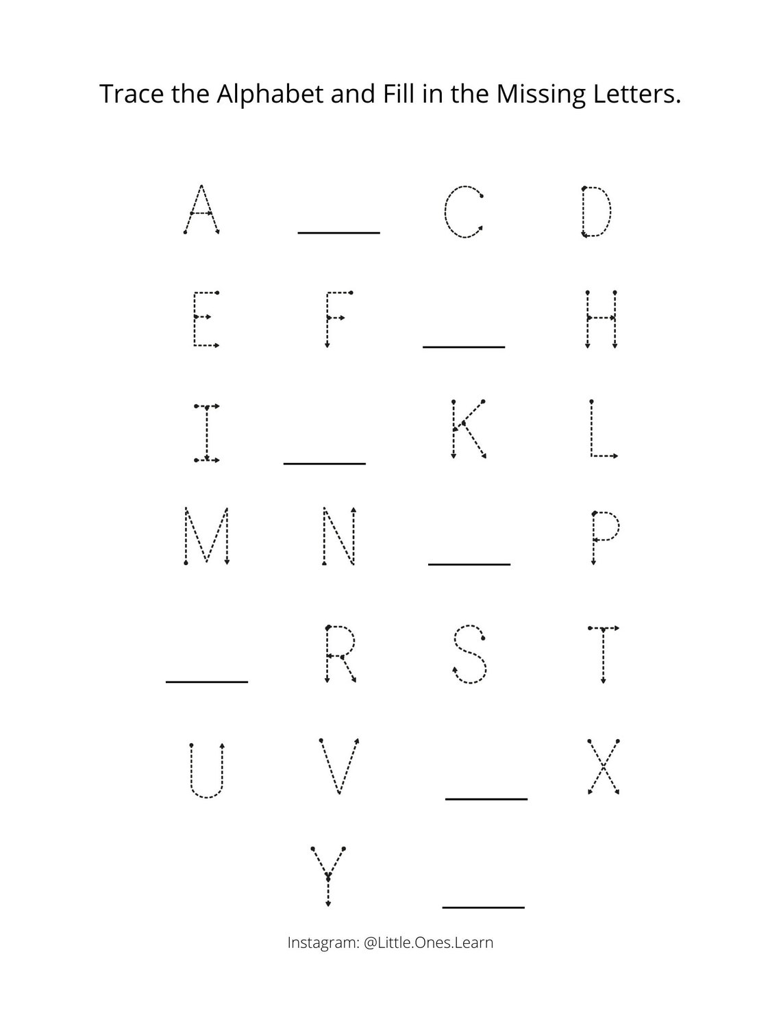Alphabet Worksheet - Printing Practice - Fill in the Letter - Etsy