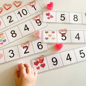 Count and Clip Cards - Valentine&#39;s Day Counting Cards - Number Clip Cards