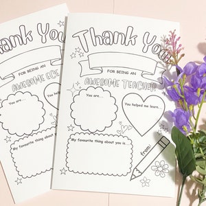 Teacher & ECE Thank You Card - Printable Teacher Thank You Card - Colour-in Thank You Card