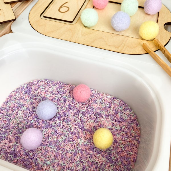 Easter and Spring Math Sensory Kit -  Counting Kit - Flisat Insert - Wooden Tray - Wooden Numbers