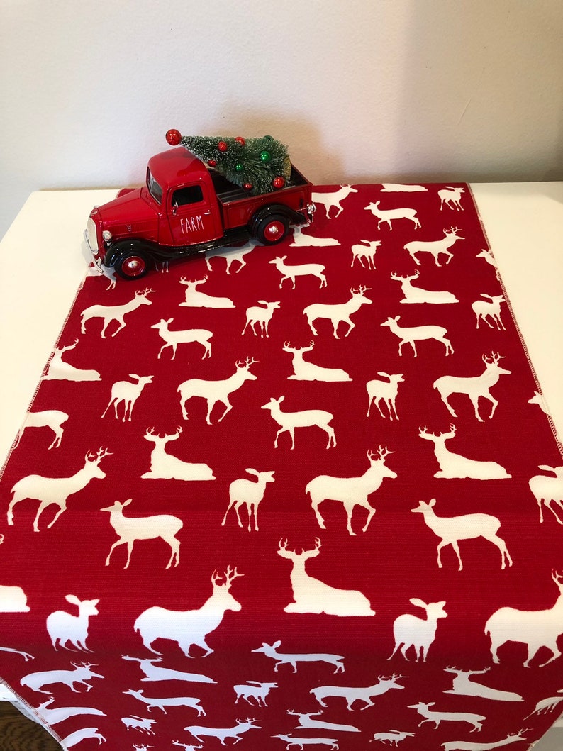 Christmas Table Decor Christmas Table Runner Colorful Christmas Winter Christmas Decorations Deer Reindeer Table Runner