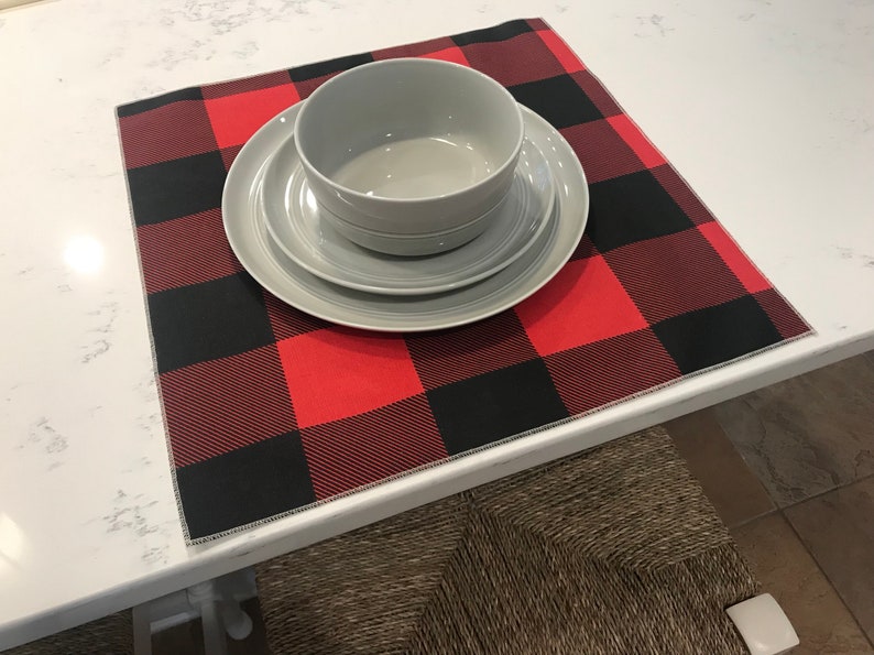Buffalo Plaid Decor Buffalo Plaid Home Decor Lumberjack Table Decor Buffalo Plaid Party Buffalo Plaid Placemat Red Black Check