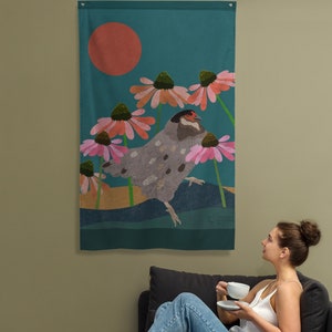 エキナセア 鶏 - 旗 - 大きな壁アート - 屋内 - 屋外 - タペストリー - 裏庭の鶏 - 鶏アート