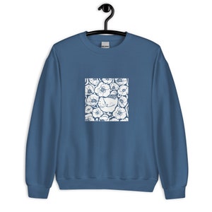 Poppy Hen - crewneck sweatshirt - unisex - super soft - chicken art - boho -folk art - chicken shirt - farm style